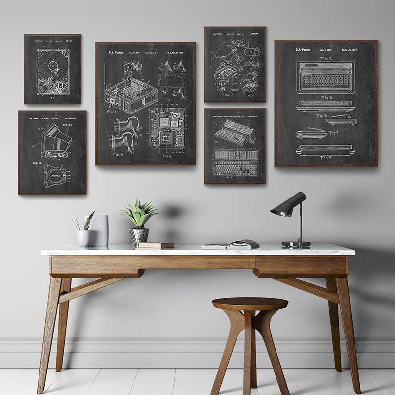 6Pcs Vintage Computer Patent W - Office Tech Room ulasan dan harga