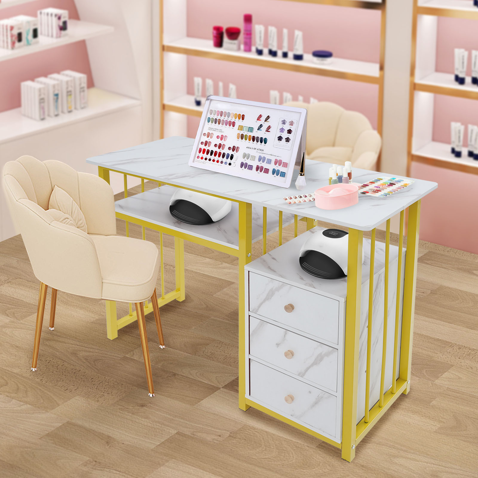 39.37×15.75×29.92 Inch Gold Na - Office Tech Room ulasan dan harga