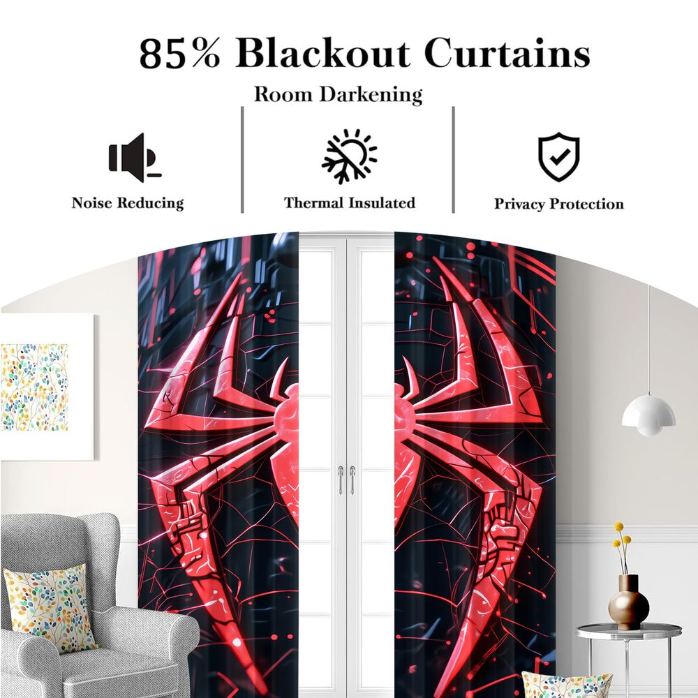 Spider Print Curtains Futurist - Office Tech Room ulasan dan harga