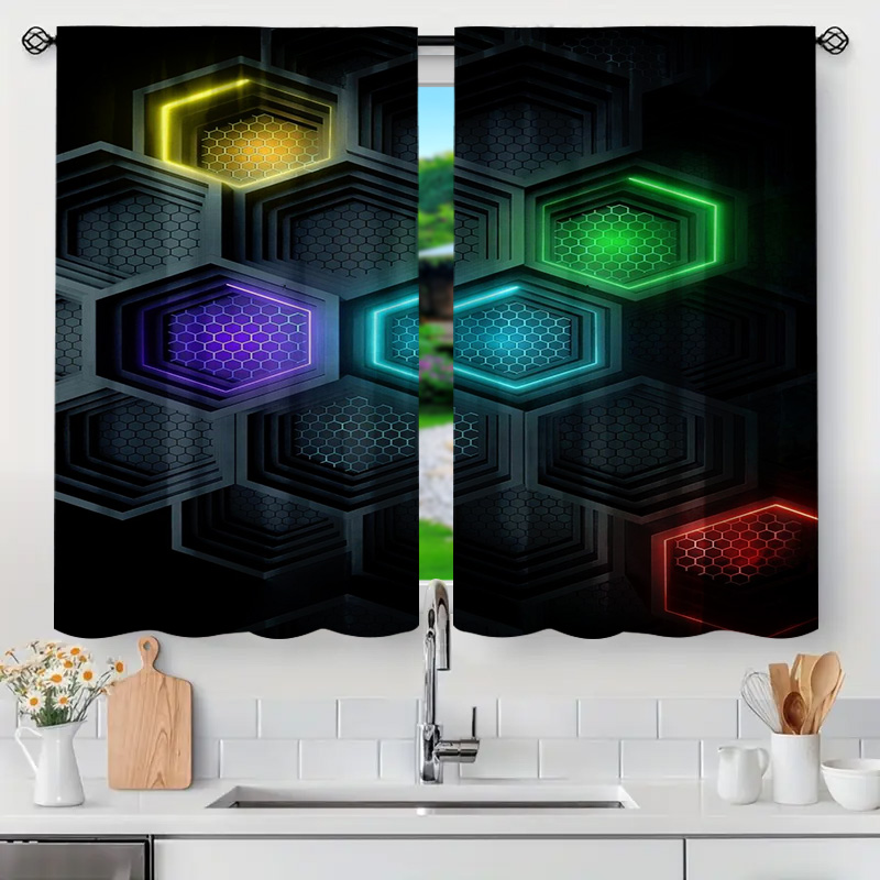 2pcs Modern Geometric Curtains - Office Tech Room ulasan dan harga