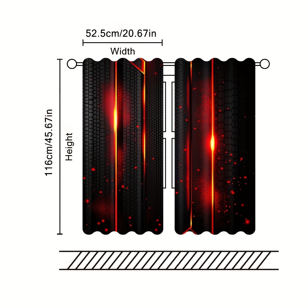 2pcs Lava Curtains Black Red C - Office Tech Room ulasan dan harga