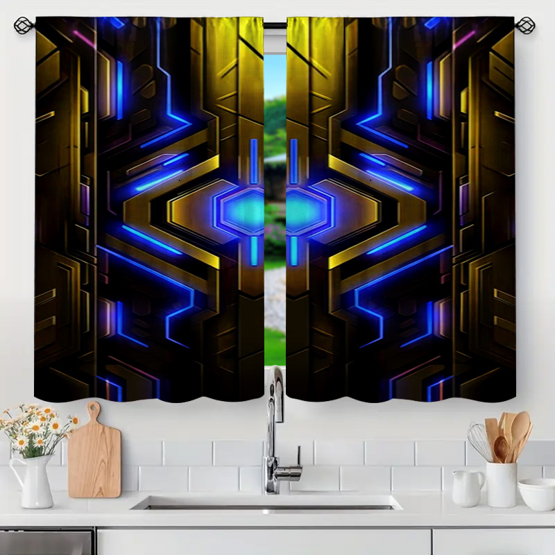 2pcs Geometric Tech Curtains w - Office Tech Room ulasan dan harga