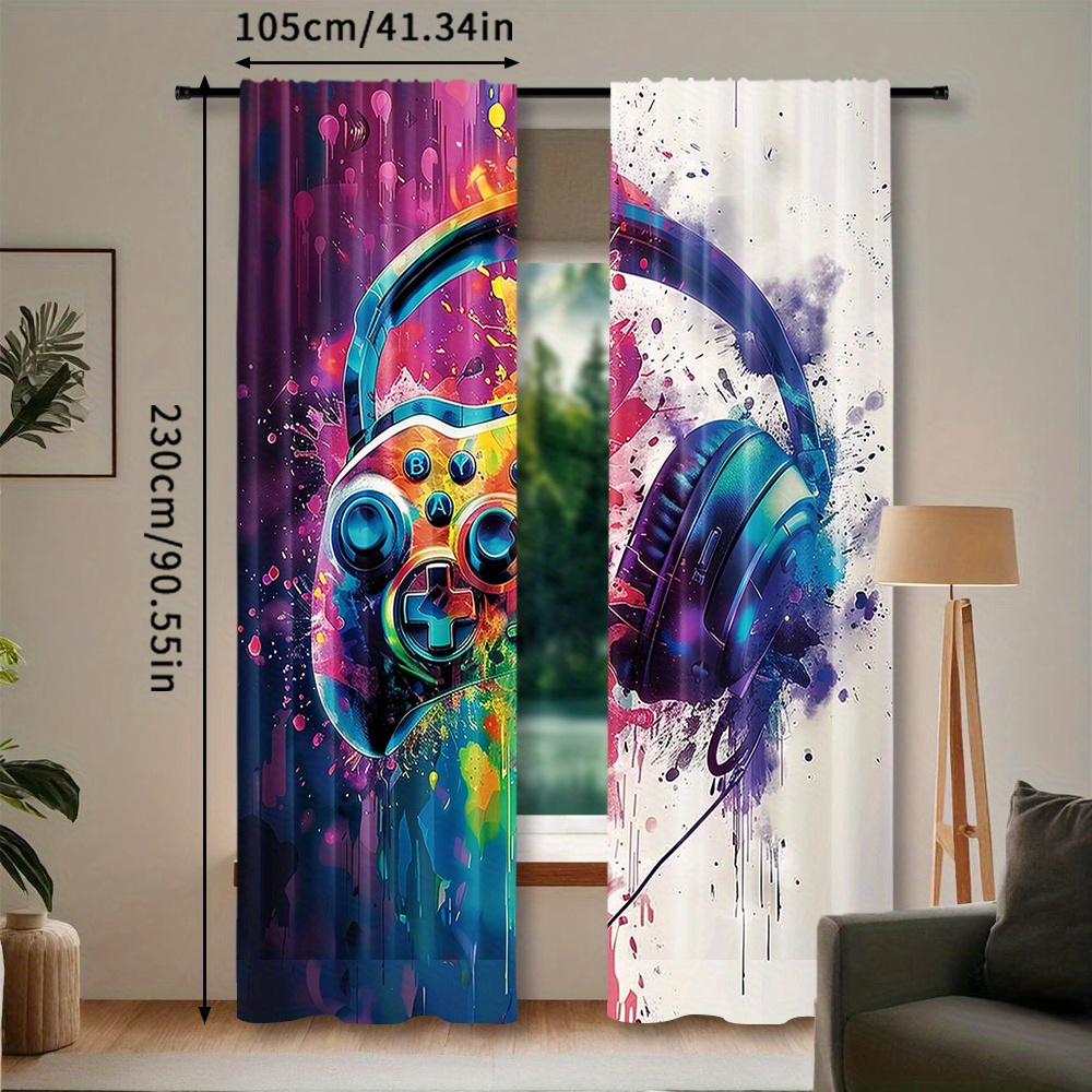 Gaming Controller Curtains Hea - Office Tech Room ulasan dan harga