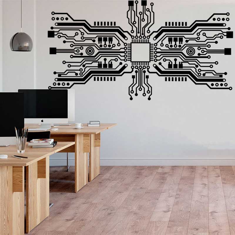 Circuit Board Chip Wall Sticke - Office Tech Room ulasan dan harga