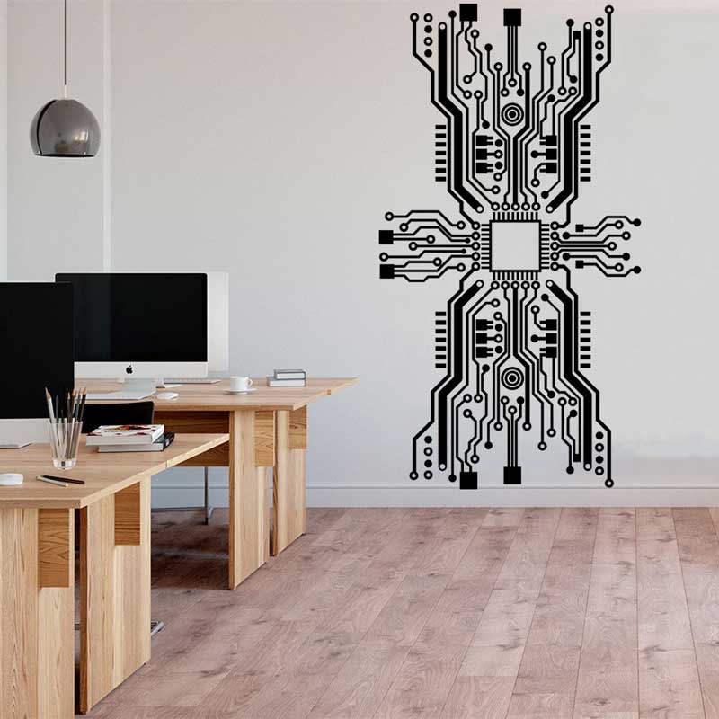 Circuit Board Chip Wall Sticke - Office Tech Room ulasan dan harga