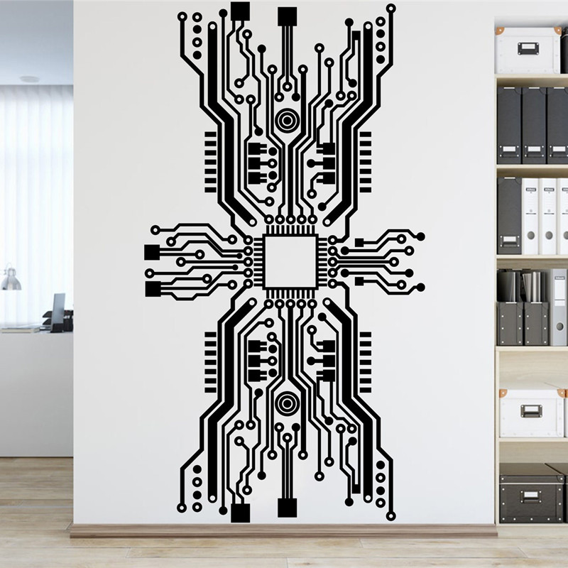 Circuit Board Chip Wall Sticke - Office Tech Room ulasan dan harga
