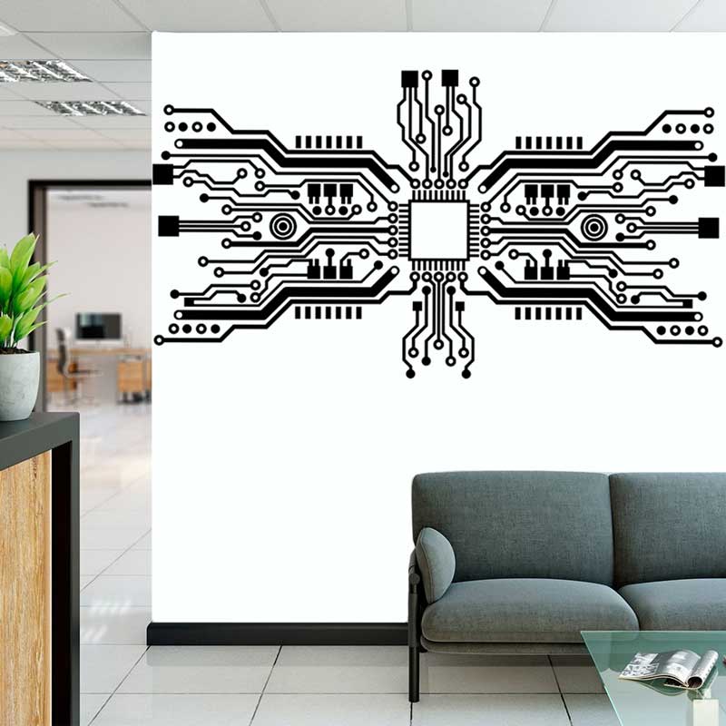 Circuit Board Chip Wall Sticke - Office Tech Room ulasan dan harga